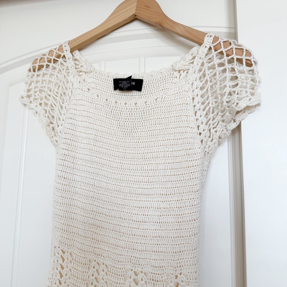Vtg 90’s Express Handknit Crochet Midi Boho Cottagecore Dress - Picture 6 of 8